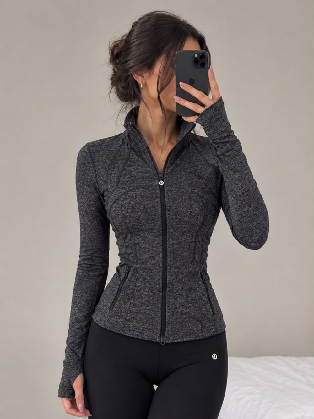 Lululemon Define Jacket Heathered Black Gray Size 8.